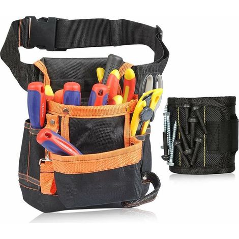 Ceinture porte-outils, sangle magnétique, ceinture ajustable en Oxford 600D imperméable, organisateur multifonctionnel, sac durable et professionnel pour électricien (1/2)