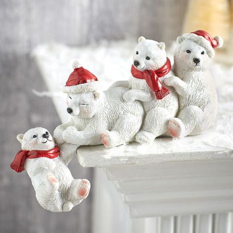 Décoration de Noël : gnome ours noir, ornement de table et jardin, Père Noël, ours blanc, décorations de fête. (1/5)