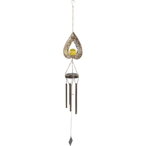 Carillon solaire d'extérieur, lampe mobile LED chaude à suspendre, lampe décorative de patio en fer ajouré, cadeau d'art. (1/5)