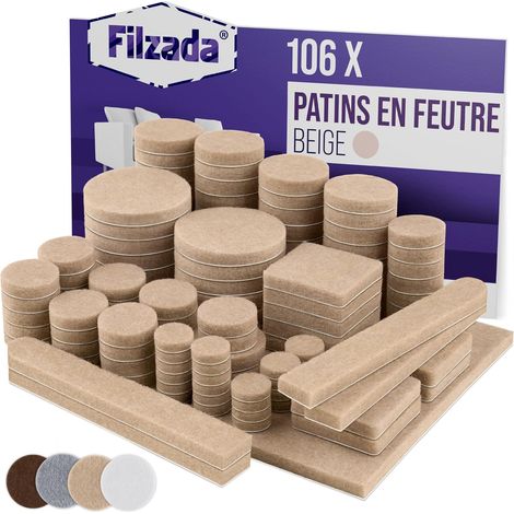 106 Patins Feutre Meubles Auto-Adhésifs - Beige 3,5mm - Protection Sols Parquet et Carrelage - Carrés et Ronds pour Chaises Tables (1/5)