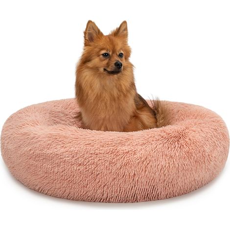 lionto Hundebett aus Plüsch in Donut-Form, 60 cm Durchmesser, rosa