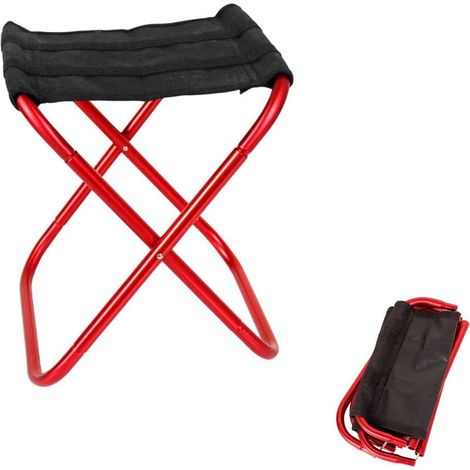 Tabouret Pliant D'extérieur Portable, Petite Chaise de Camping en Aluminium Ultraléger, Support en 100 kg, Pêche/Camp/Voyage/Randonnée/Pique-niques, 24.8  22.5  27CM(Rouge) (1/5)