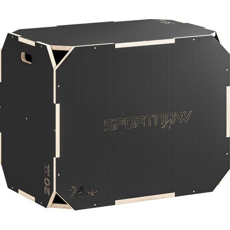 Plyometrie-Box 76x61x51 cm aus schwarzem Holz, 3 Höhen, Griffe, Home Fitness – MEUBLIV (1/5)