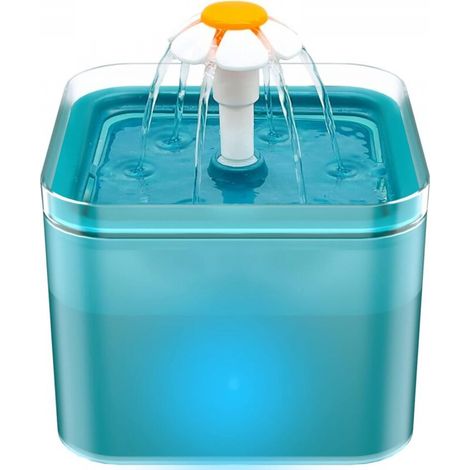 Fontaine à eau pour chat, fontaine à eau pour chat ultra-silencieuse avec lumière LED, 2 litres, filtration multiple, trois modes de débit d'eau,vert (1/5)