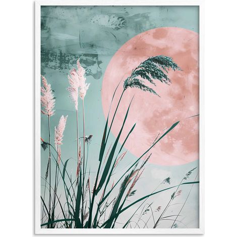 Affiche photo pastel décorative dans un cadre en herbe blanche pour chambre à coucher 50x70 (1/5)