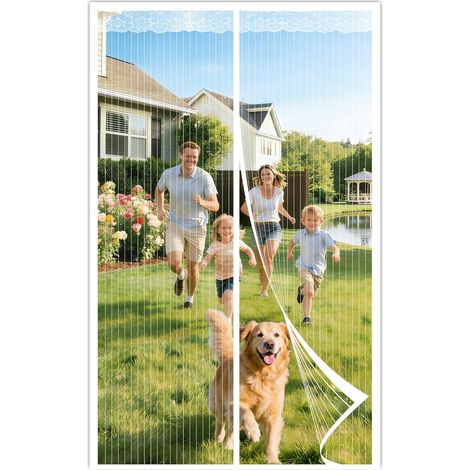 Magnetisches Moskitonetz für Türen und Fenster 80x220CM, Fliegengitter, Magnetvorhänge ohne Bohren, Magnetische Moskitonetze für Außentüren, Balkone, Wohnmobile, Terrassen (Weiß) (1/5)