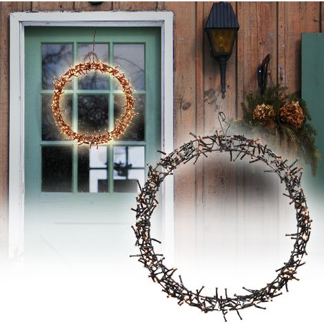 ECD Germany Ghirlanda Luminosa LED Ø38 cm con 300 LED Bianco Caldo, 8 Modalità, IP44 per Interni ed Esterni, Decorazione Natalizia per Porta, Finestra, Parete o Ingresso, Cerchio di Luci in Metallo (1/5)