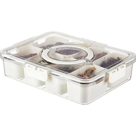 Boîte à goûter compartimentée, contenant pour charcuterie, organisateur de plateau à goûter portable avec couvercle et poignée (1/5)