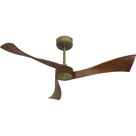 Twist , Ventilateur déstratificateur d'air, pales bois laquées sombres 132 Cm, moteur laiton sans lumière