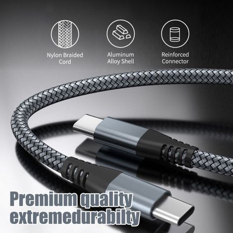 Câble de charge Type-C charge rapide 60 w Gris 3 m (1/5)