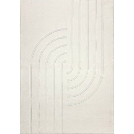 Tapis crème doux à motif moderne en laine et polyester - 150 x 80 cm (1/5)