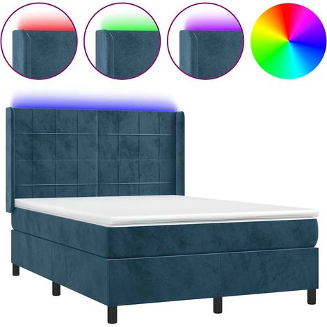 Maison Exclusive - Sommier à lattes de lit matelas et LED Bleu foncé 140x190 cm (1/5)