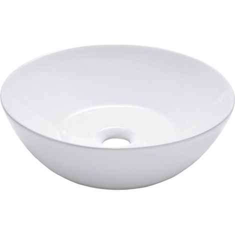 Collection, vasque, 38 x 13 cm, ronde, à poser, avec trop-plein, céramique, lavabo arrondi, blanc, BECO