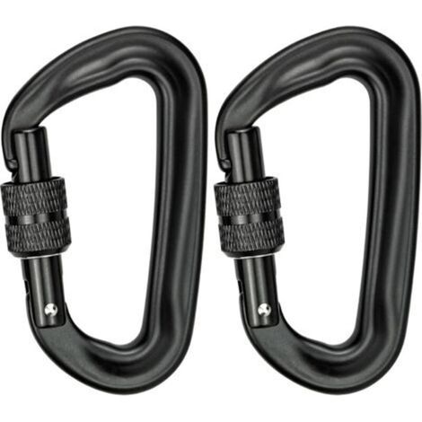 Moschettone di bloccaggio a D in alluminio resistente da 12 kN (1200 kg) in 2 pezzi per amache, altalene yoga, campeggio, portachiavi, lucchetti per cani - Crezuo