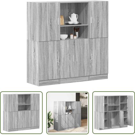 vidaXL 3-tlg. Küchenschrank-Set Grau Sonoma Holzwerkstoff (1/5)