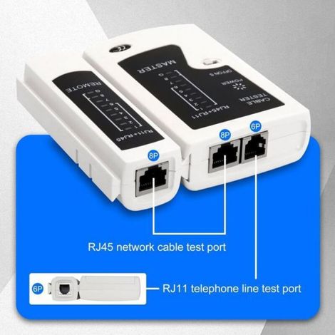 Testeur Câbles RJ45 - RJ11 - Pour Cat5 Cat6 Cat6A Cat7 - Réseau LAN Téléphonique - 1 Pièce (1/4)