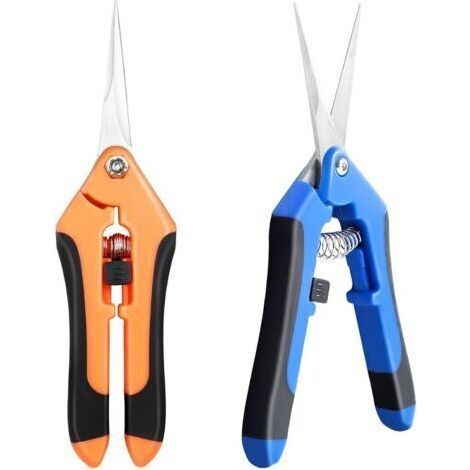 Gardening pruning shears, 2 professional ergonomic pruning shears, branch pruning shears, branch pruning shears, garden plant pruning shears, flower and fruit pruning shears (orange + blue) (1/4)