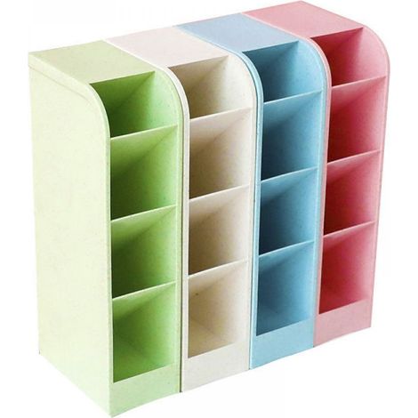 Boîte De Rangement Pour Stylos - 4 Compartiments - En Plastique Et Paille De Blé - Pour Bureau École Maison - 4 Pièces (1/5)