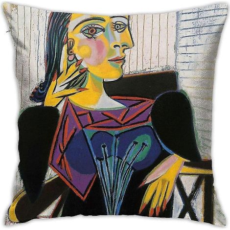 Housse de coussin décorative 2025 Portrait de Dora Maar-Pablo Picasso pour canapé, 45,7 x 45,7 cm (18 x 18 pouces) AA-13956 (1/2)
