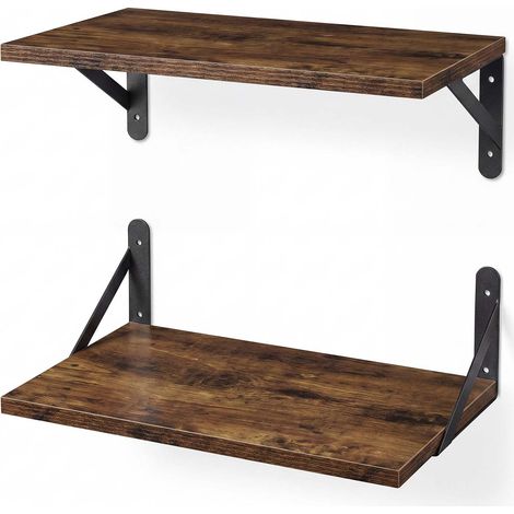 Levede Floating Shelves Wall Mounted Shelf Set of 2 Rustic Storage Shelves 39cm (1/5)