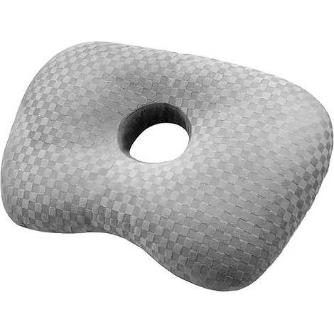 Oreiller orthopédique pour les oreilles pour les dormeurs latéraux - Oreiller en forme de beignet avec trou pour les soins de piercing - Soulage les douleurs auriculaires en cas d'inflammation (Gris) (1/5)
