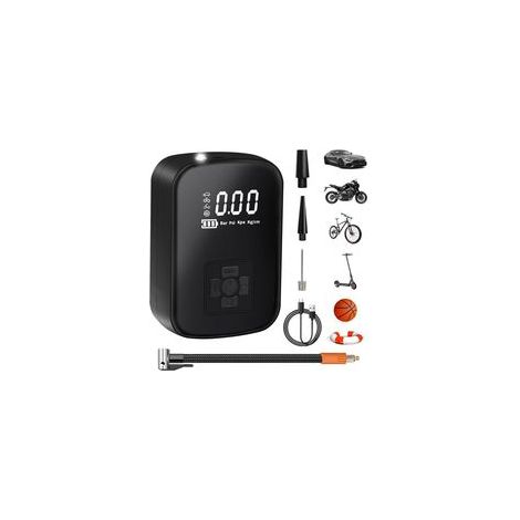 Compresseur d'air portable, mini pompe électrique 3600mAh150 psi pompe à vélo électrique avec écran LCD numérique 4 modes gonfleur de pneu de voiture rechargeable pour vélos, motos, scooters,ballons (1/5)