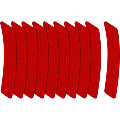 10 Adesivi Riflettenti - Strisce Adesive Riflettenti ad Alta Visibilità, Impermeabili, per la Sicurezza di Auto, Moto, Biciclette, Rimorchi e Caschi (Rosso) (1/5)