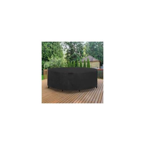 Housse Table de Jardin Ronde Bache Salon Jardin Exterieur Imperméable Anti-UV Oxford Robuste Bache Table et Chaise de Jardin Ø230X100CM- Crezuo (1/4)