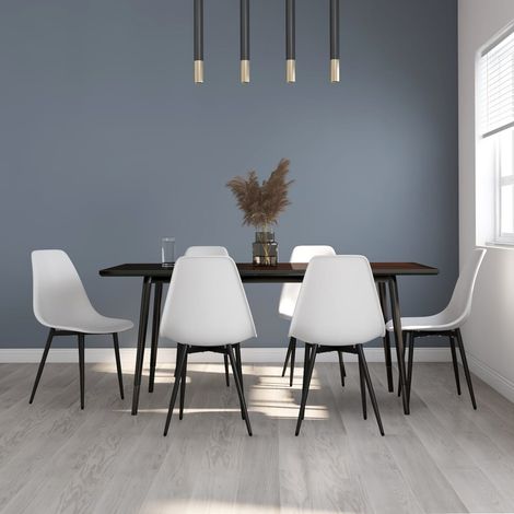 Vidaxl – Lot de 6 chaises à manger en polypropylène blanc – Dossier incurvé ergonomique – Pieds en métal – Dimensions 46x52x84 cm