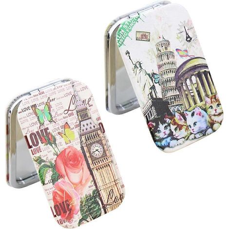 Miroir de poche rectangulaire cosmétique double face portable (lot de 2) (1/5)