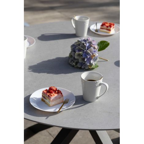 deVries ""LIVINGSTONE"" Dining-Tisch Gartentisch 120 cm rund /76 cm hellgrau