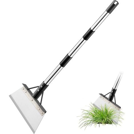 Pelle de jardin multifonctionnelle avec poignée, outil de jardinage réglable en acier inoxydable, pelle de nettoyage extérieur pour mauvaises herbes et mousse, pelle à bordure, grattoir à