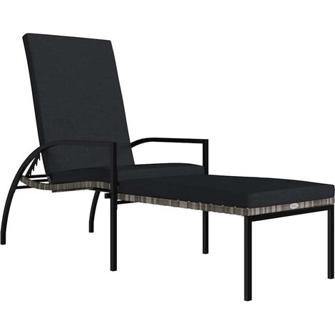 Maison Exclusive - Lettino Prendisole con Poggiapiedi in Rattan PE Grigio (1/5)