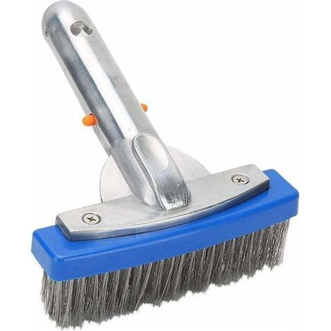 Brosse Piscine - Tête De Balai Nettoyage Algues Et Débris - Acier Inoxydable - Angle Poignée 45° - Pour Sol Et Parois - 1 Pièce (1/5)