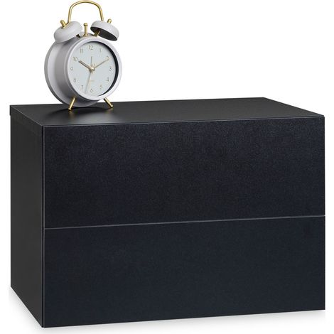 Idimex – Table de chevet noir 2 tiroirs – Mélaminé résistant aux éraflures – Dimensions 29x42x30 cm – Style moderne pour rangement optimisé (1/5)
