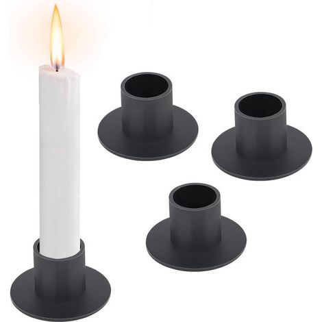 Chandeliers - 4 pièces - Φ2,5 cm - Bougeoirs - Support à bougie - Sous-verre - Accessoires de maison - Accessoires décoratifs - fer - Zwart - Photophore - Étagère à Bougies (1/5)