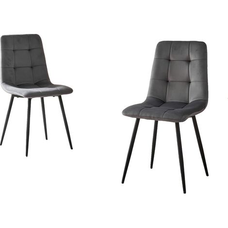 Sillas de comedor, diseño moderno minimalista, patas de metal resistentes, 2 unidades - Gris (1/2)