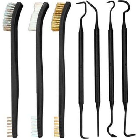 [NEVER USED] Gun Cleaning Brush Set, Pick and Choose Cleaning Kit, Industrial Wire Bristles, Gun Cleaning Brushes, Tactical Game, Shortgun, Barrel Cleaning Tool (3 Brushes + 4 Picks)