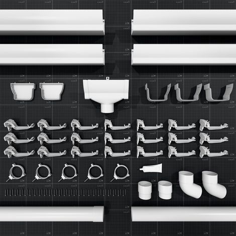 Kit gouttière PVC double profil dév 300 mm - Long. 8 m - Blanc