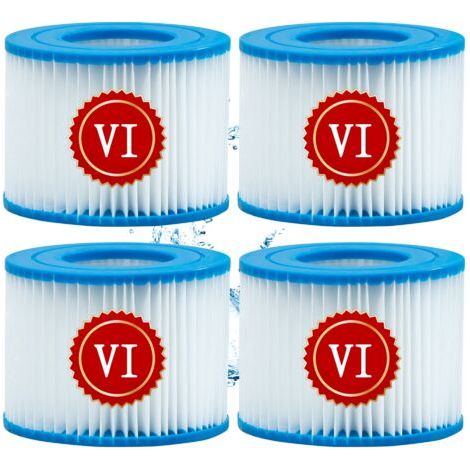 BUNTHAUS Cartouche defiltre Piscine Type VI, pour Bestway Type VI Pool Filter, Taille 6-58323 pour Filtre Spa pour bestway pour Lay-z-Spa Miami, Vegas, Monaco, pour Nettoyage Filtre Spa, 4Pcs
