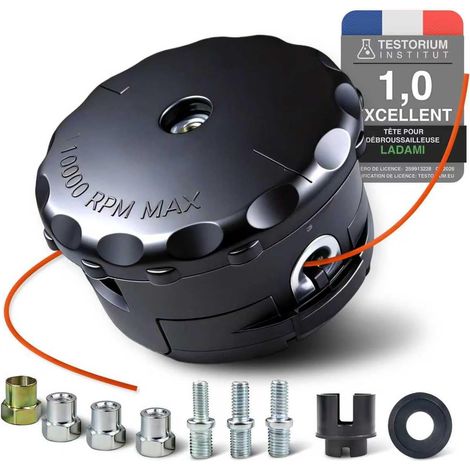 Tête de faucheuse, tête fil pour débroussailleuse - Accessoire avec système Tap & Go M10x1,25 Bobine taille-haie universelle (1/5)