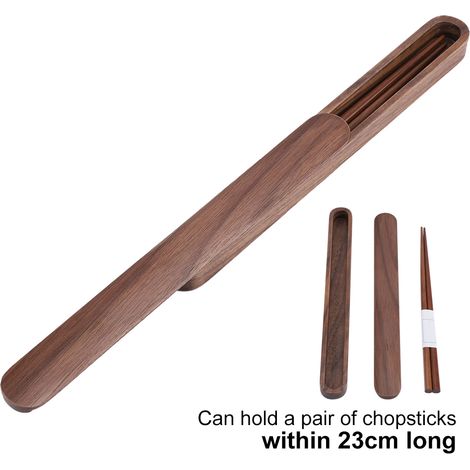 Étui de rangement portable et écologique en bois pour baguettes réutilisables (1/5)