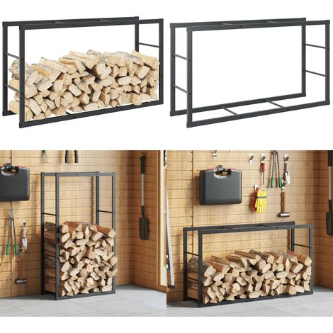 vidaXL Portant de bois de chauffage noir 110x30x61 cm acier (1/5)