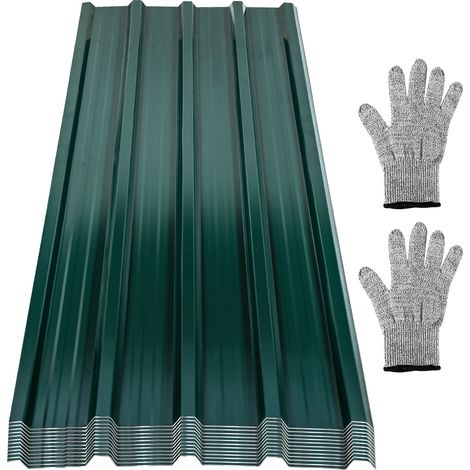 Wolketon 12/24/36x Paneles para tejados 129x46cm Cubierta metálica verde - 24pcs = 14㎡