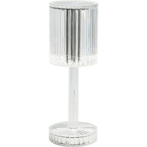 Lampe de table en cristal moderne Veilleuse romantique Controle tactile Acrylique Portable Lampe de chevet decorative elegante pour chambre Salon Salle d'etude Restaurant occidental, modele Transpare