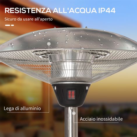 Fungo Chauffant Argenté pour Jardin, Hauteur Réglable, 3 Réglages de Chaleur, Aluminium et Acier (1/5)