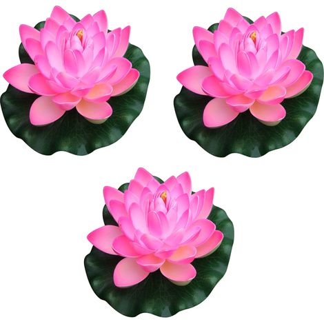 Fleurs de lotus artificielles flottantes Irovami 7 pouces, étangs, bassins, étangs, aquarium, plantes décoratives, rose, lot de 3 (1/5)