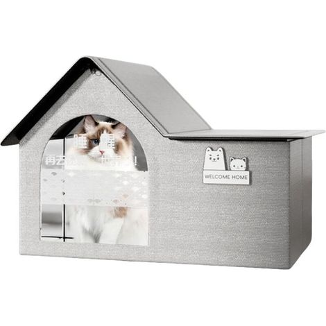 Maison Fraîche pour Chats d'Extérieur,Abri Rafraîchissant Résistant À