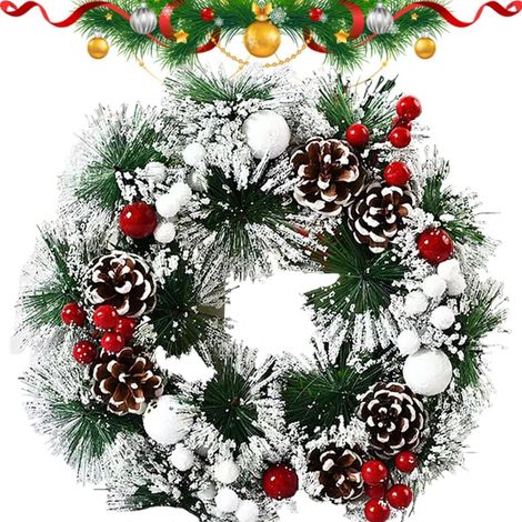 30 CM Couronne Moël Extérieur,Couronne De Porte De Noël,Couronne De Noël Porte,Guirlande Artificielle Noël,Une Couronne pour Noël,Décoration De Noël Couronne (H) (1/5)
