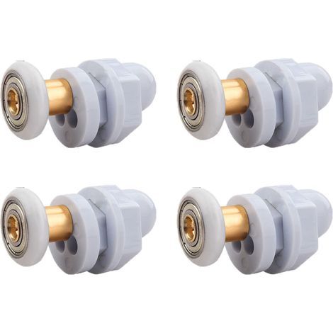 Roulettes Porte de Douche, 4 Pièces Roulette Porte Coulissante Douche en Laiton, Roulette Porte Coulissante, pour Remplacement de Douche Coulissante Verre Porte Coureurs Rouleaux (19MM) (1/5)